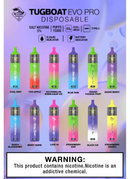 Tugboat EVO Pro 15000 Puffs Disposable Vape Best In UAE